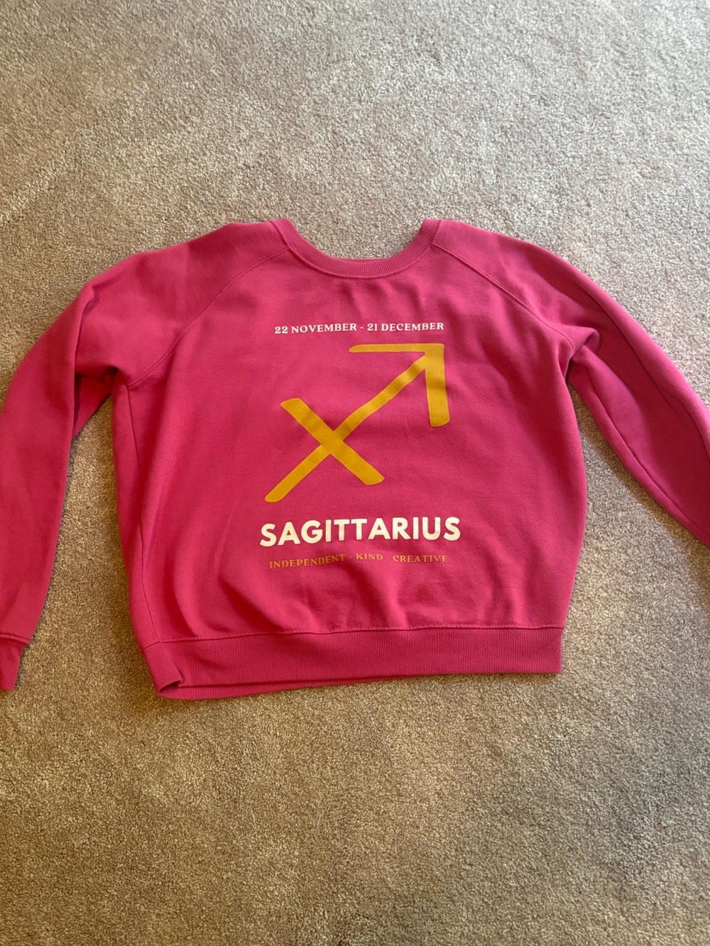 Anthropologie Sagittarius Crewneck Sweatshirt - Pink with Gold Graphic